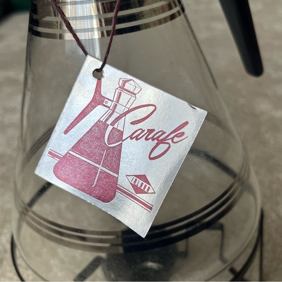 Vintage Inland Glass Carafe and Warmer Set-Silver-Mid Century Modern-Vtg-MCM-EUC - Picture 5 of 15